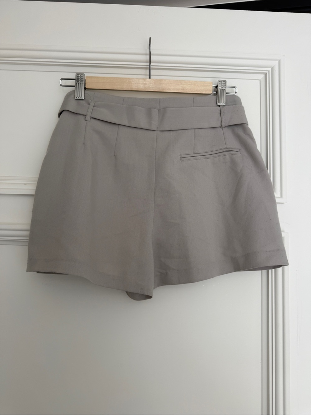Under Skies High-Waist Tie-Belt Shorts in Light Taupe - Picture 4 of 5